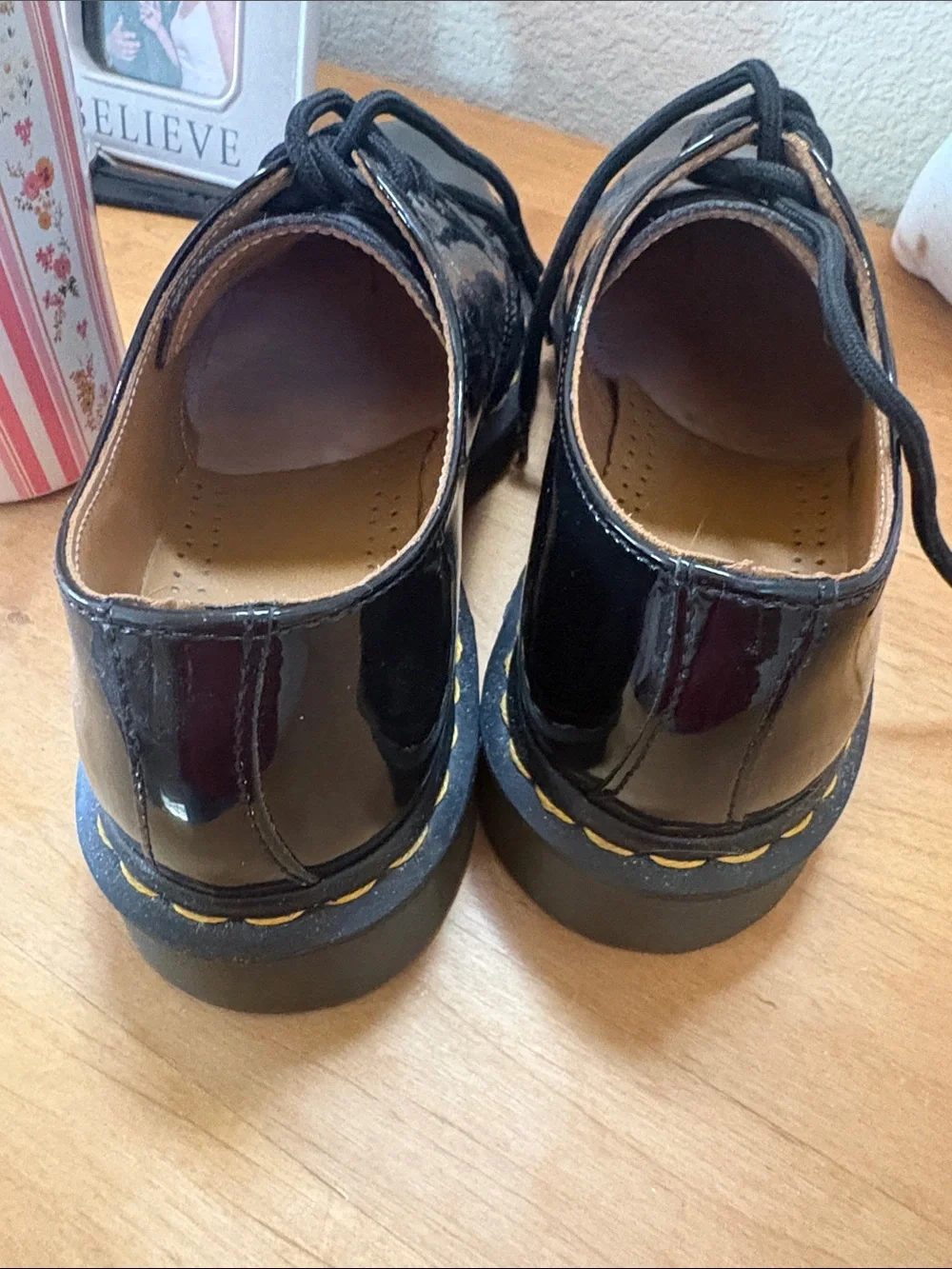 Dr. Martens Black Patent Platform Lace-Up Shoes